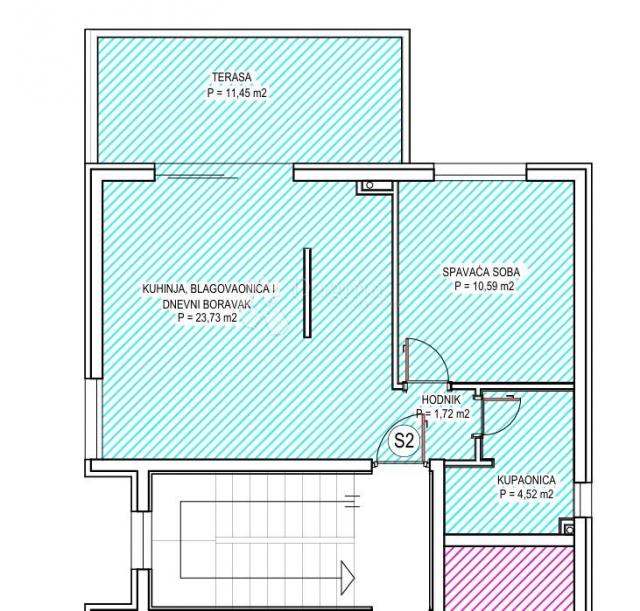 GELEGENHEIT!! - PETRČANE - S2 EINEZIMMERWOHNUNG IM ERSTEN STOCK, 51,79 m²