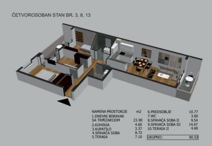 Nov četvorosoban stan sa PDV-om u centru ID#4484