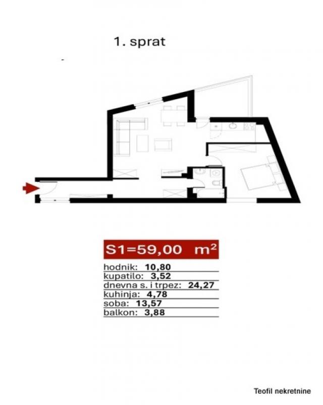 TREBINJE 59m2 , (T) , 106200e