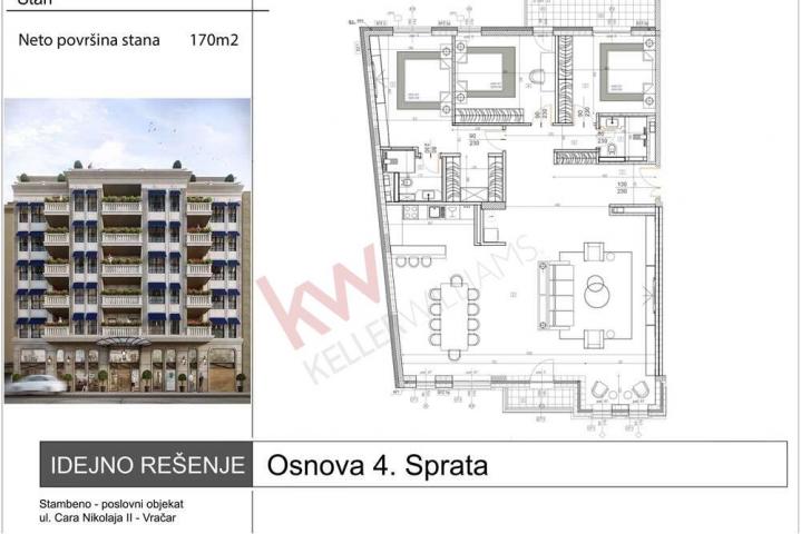 
				U srcu Vračara, na Čuburi, luksuzna, potpuno opremljena novogradnja, 170m2, sa garažnim mestom
