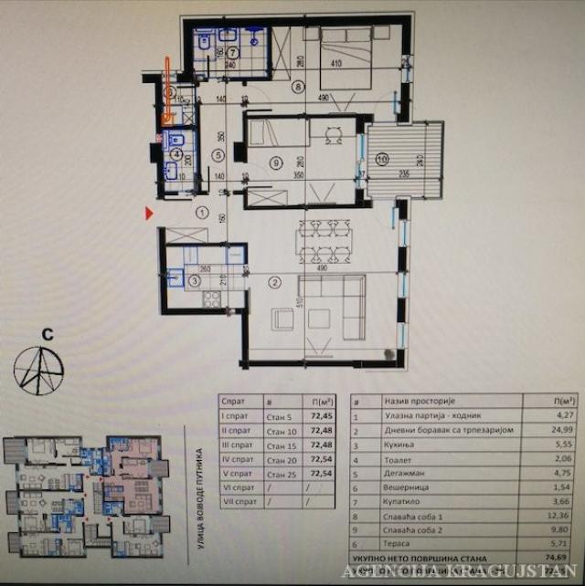 Prodaja, Stan, 72. 45m2 , Centar