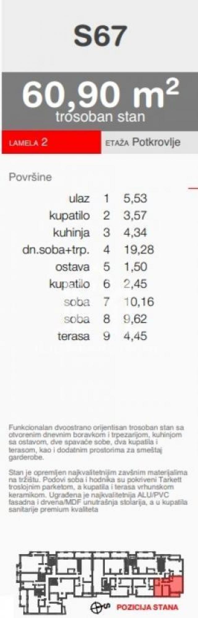 Trosoban stan, 60. 90m2 centar grada