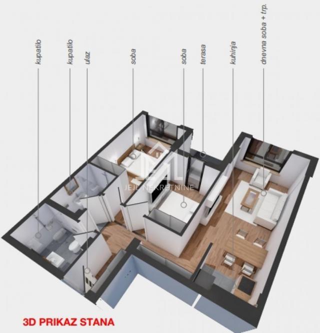 Trosoban stan, 61. 88m2 centar grada