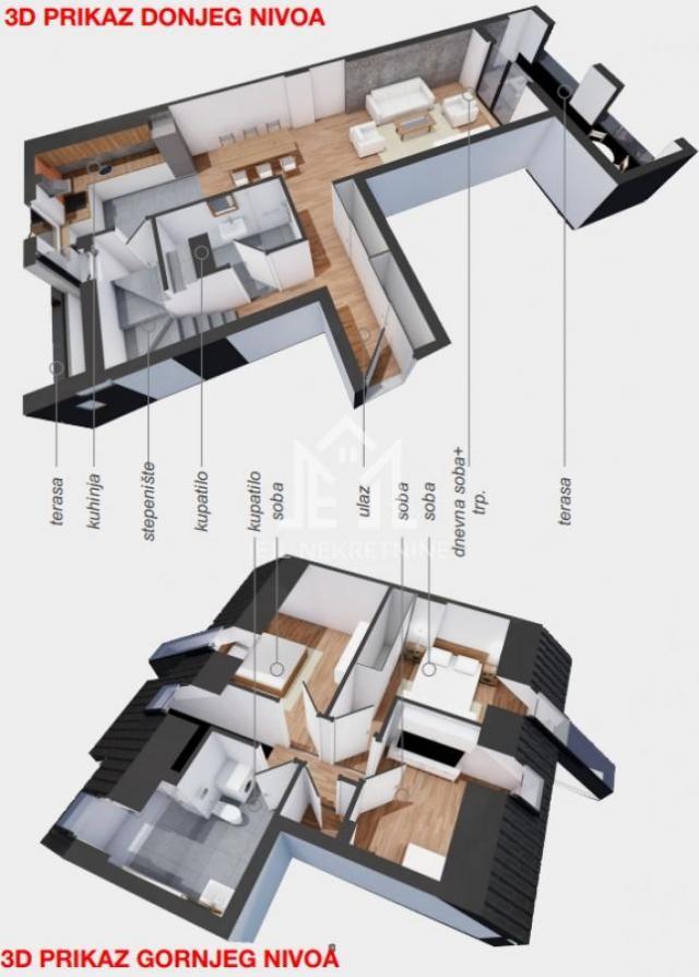 Četvorosoban - DUPLEX 117. 12m2, terasa na krovu GRATIS