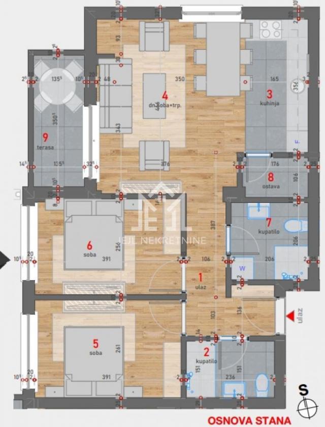 Trosoban stan, 63. 56m2 centar grada