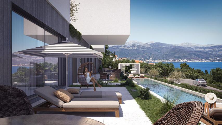 Tivat, Krašići – Duplex dvosoban apartman  111. 2m2  sa otvorenim pogledom na more u novom kompleksu