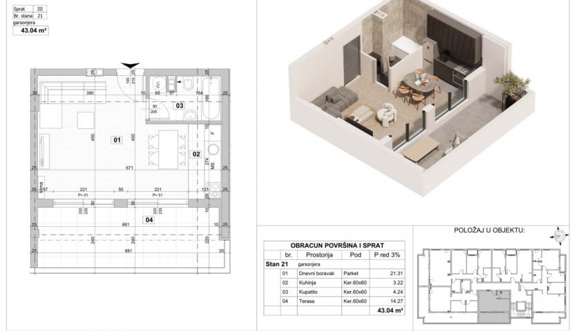 NOVI SAD - TELEP - 43. 04 m2