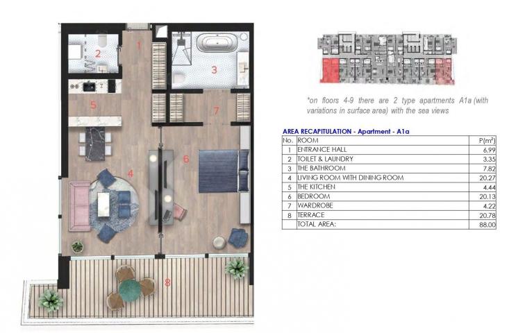 Penthouse 151m2 sa pogledom na more u novom Hotelsko apartmanskom kompleksu na prvoj liniji do mora 