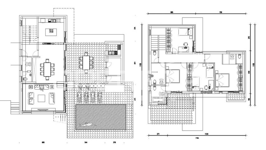 Zemljište sa građevinskom dozvolom za vilu s bazenom, 700 m2 , LUN, otok Pag