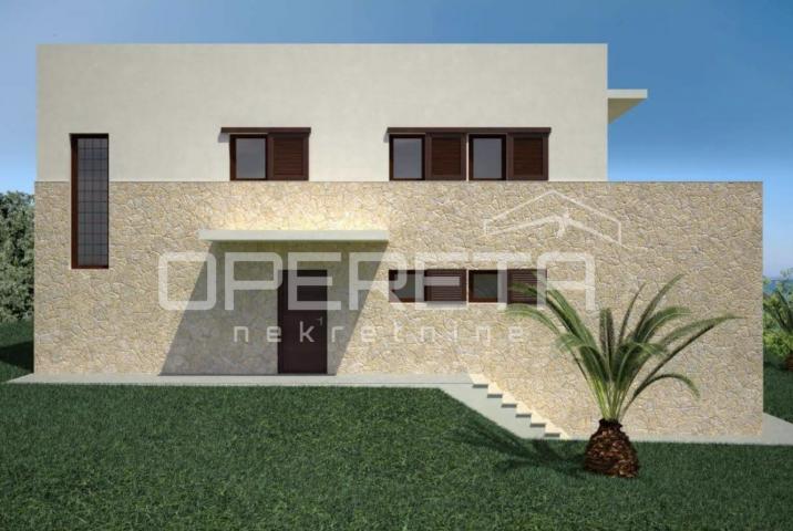 Zemljište sa građevinskom dozvolom za vilu s bazenom, 700 m2 , LUN, otok Pag