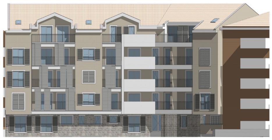 Jednosoban stan 55m² sa dodatnom galerijom 13 m² u novom stambeno poslovnoj zgradi-Budva, Adok