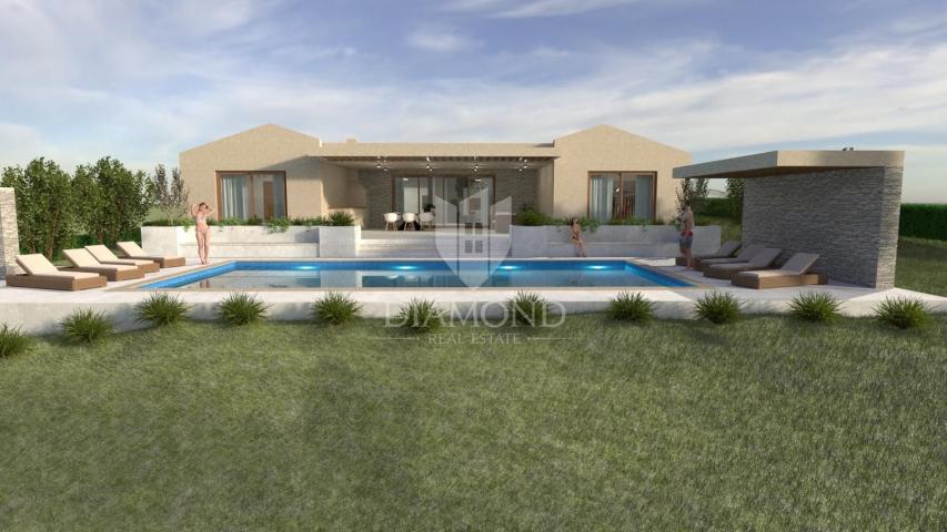 Ein modernes Haus mit Swimmingpool im Bau – in der Nähe von Labin, Istrien