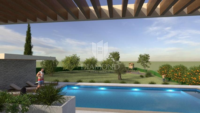 Ein modernes Haus mit Swimmingpool im Bau – in der Nähe von Labin, Istrien