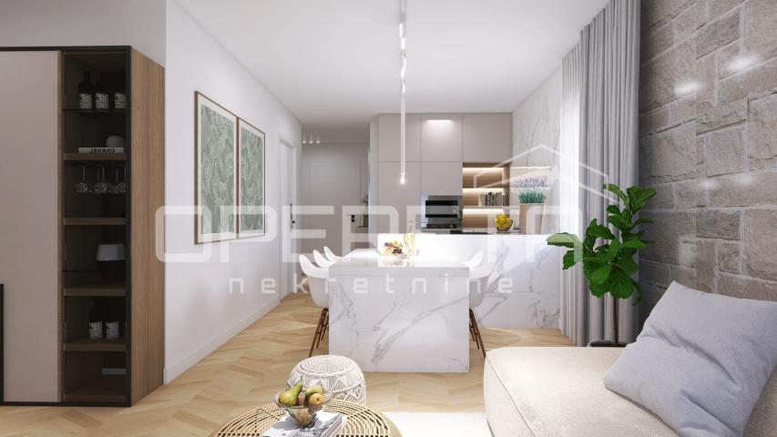 Novogradnja, trosoban stan s bazenom, prizemlje, 110 m2, vrt, Mandre, Pag