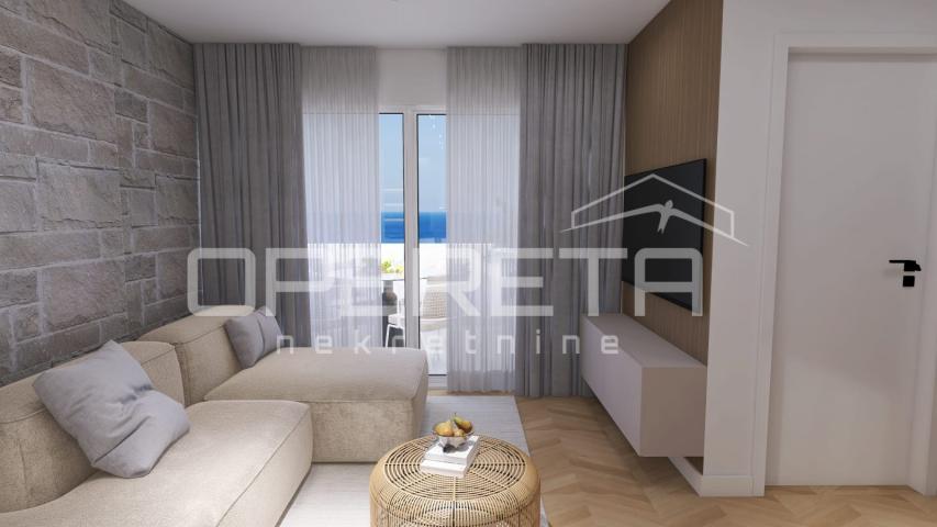 Novogradnja, trosoban stan s bazenom, prizemlje, 110 m2, vrt, Mandre, Pag
