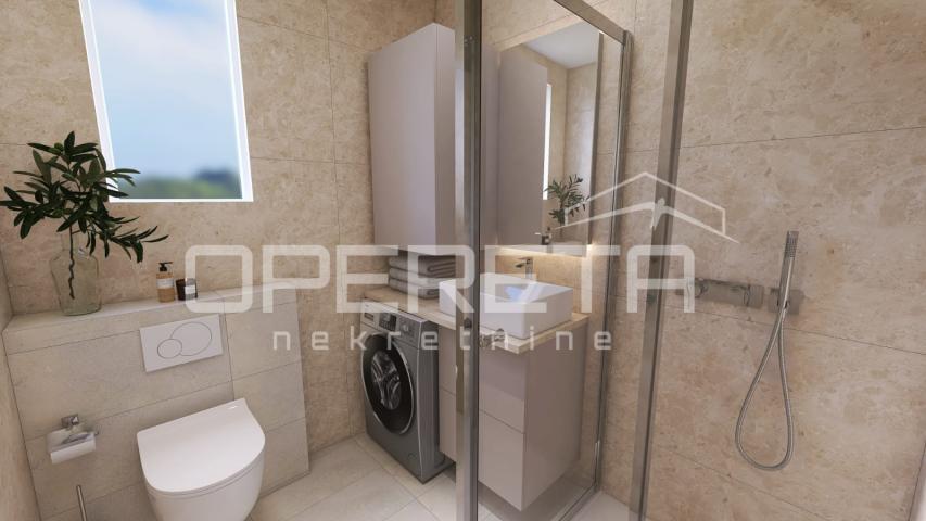 Novogradnja, trosoban stan s bazenom, prizemlje, 110 m2, vrt, Mandre, Pag