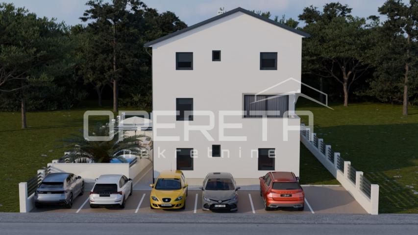 Novogradnja, trosoban stan s bazenom, prizemlje, 110 m2, vrt, Mandre, Pag