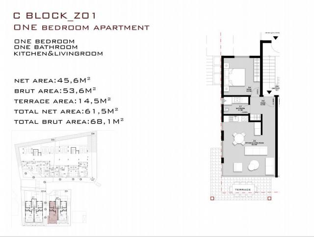Prodaja jednosobnog stana 70.82 m² (45.82 m² stambenog prostora + terasa 25m²)  u novom kompleksu sa