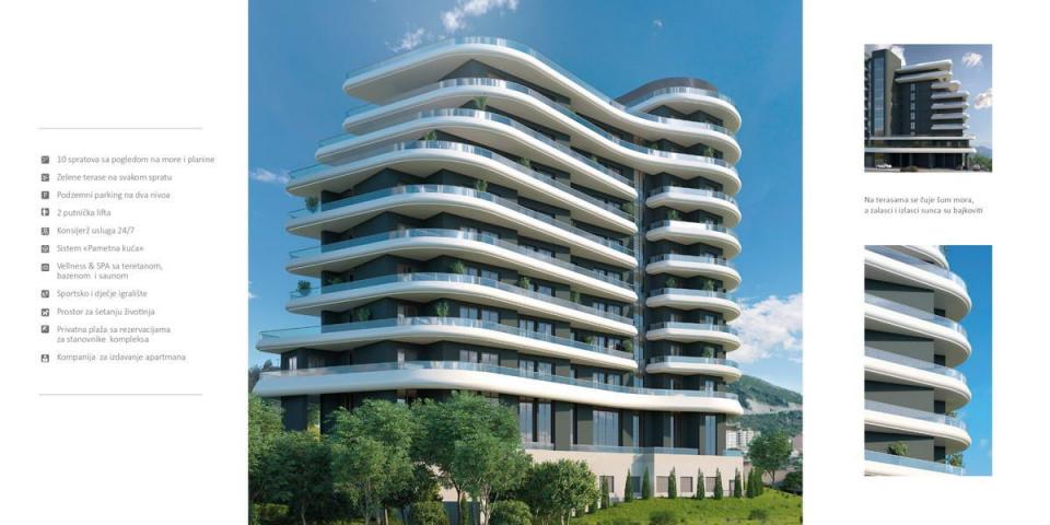 Jednosoban stan 69m2 sa pogledom na more, u novom ekskluzivnom kompleksu, na prvoj liniji mora, Beci