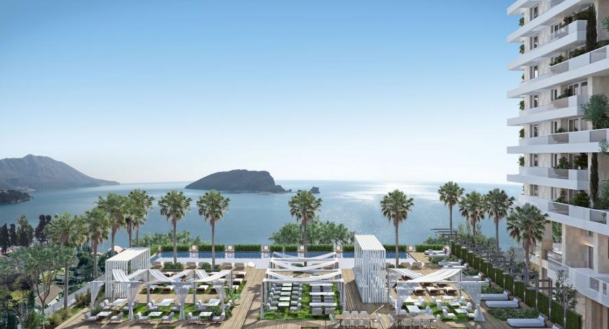 Ekskluzivan jednosoban stan 50.57m² u novom prestižnom kompleksu na prvoj liniji mora, Budva