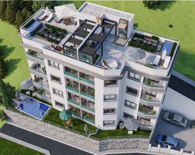 Budva, Komosevina-Trosoban stan 109 m2 + 97m2 terase sa pogledom na more
