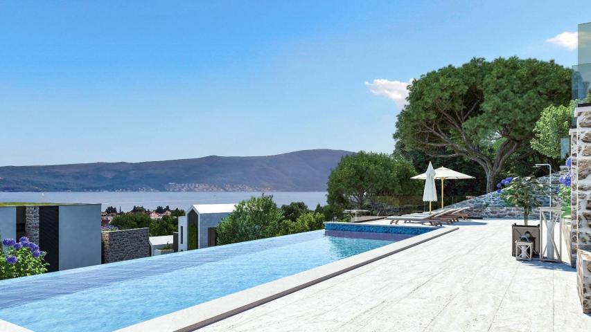 Luksuzna townhouse vila u novom kompleksu u Tivtu, Donja Lastva, sa pogledom na more, privatnim baze