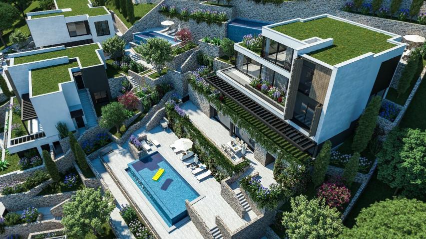 Luksuzna townhouse vila u novom kompleksu u Tivtu, Donja Lastva, sa pogledom na more, privatnim baze