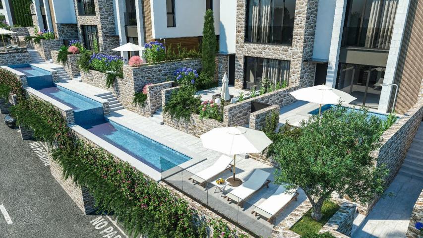 Luksuzna townhouse vila u novom kompleksu u Tivtu, Donja Lastva, sa pogledom na more, privatnim baze