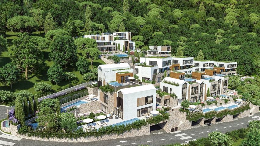 Luksuzna townhouse vila u novom kompleksu u Tivtu, Donja Lastva, sa pogledom na more, privatnim baze