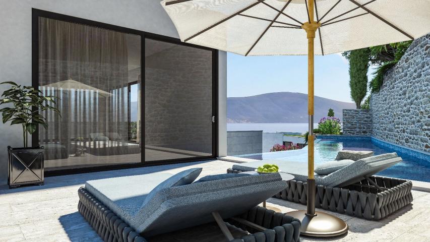 Luksuzna vila u novom kompleksu u Tivtu, Donja Lastva, sa pogledom na more, privatnim bazenom i podz