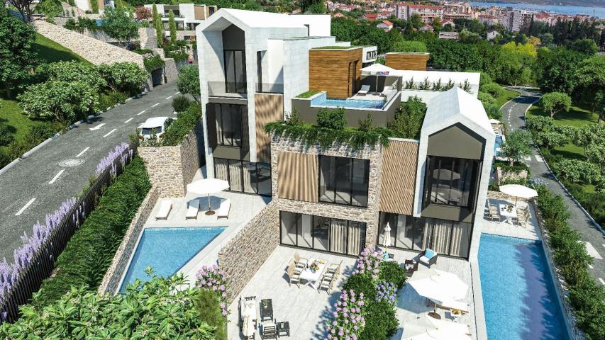 Luksuzna vila 736m2 u novom kompleksu u Tivtu, Donja Lastva, sa pogledom na more, privatnim bazenom 
