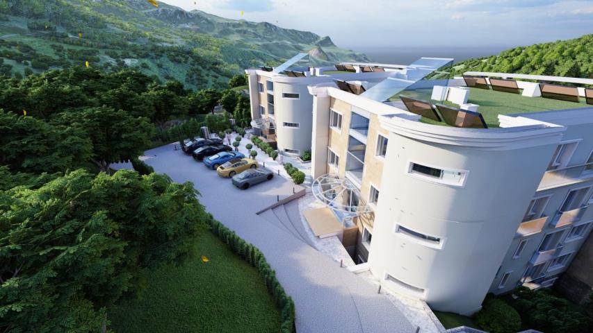 Prodaja kompleksa u izgradnji sa bazenom i panoramskim pogledom u Markovićima, Budva - 3600m²