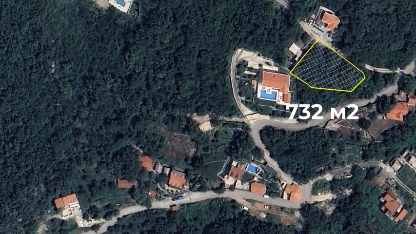 Urbanizovano zemljište od 732 m² sa panoramskim pogledom na more u Kuljačama, Budva