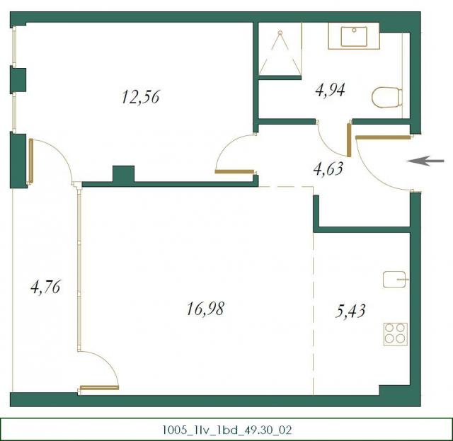 Jednosoban stan 51.12M2 u novom stambenom kompleksu u izgradnji, Kolasin