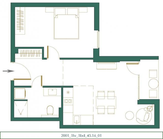 Jednosoban stan 50.50M2 u novom stambenom kompleksu u izgradnji, Kolasin