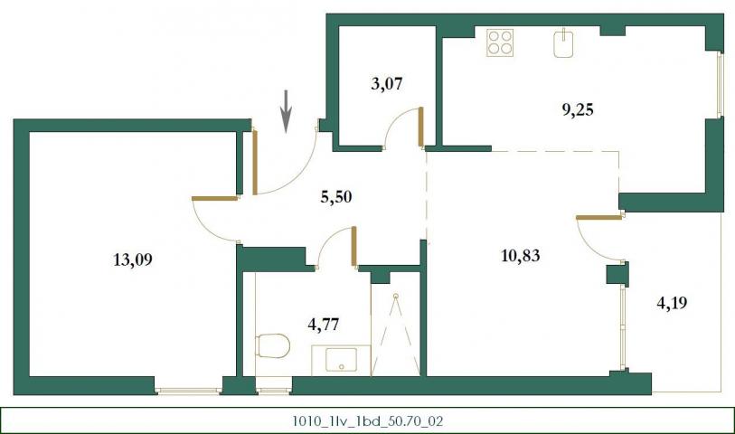Jednosoban stan 50.50M2 u novom stambenom kompleksu u izgradnji, Kolasin