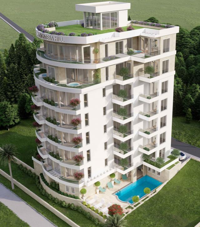 Trosoban stan 113m2 u novom kompleksu sa bazenom, SPA i pogledom na more - BECICI