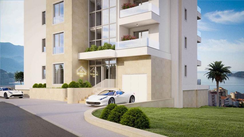 Dvosoban stan 98m2 u novom kompleksu sa bazenom, SPA i pogledom na more - BECICI