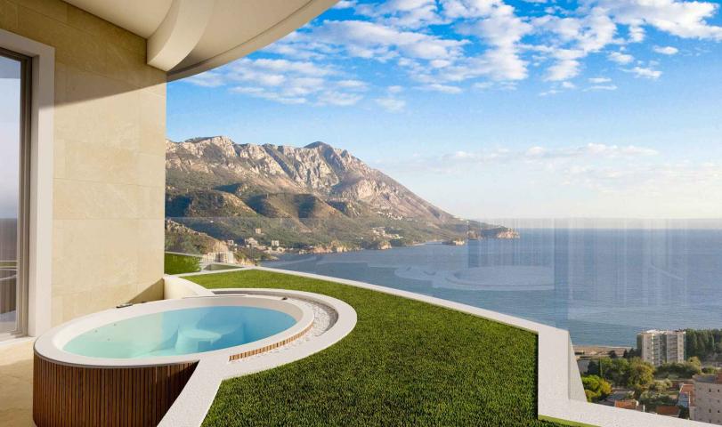 Dvosoban stan 98m2 u novom kompleksu sa bazenom, SPA i pogledom na more - BECICI