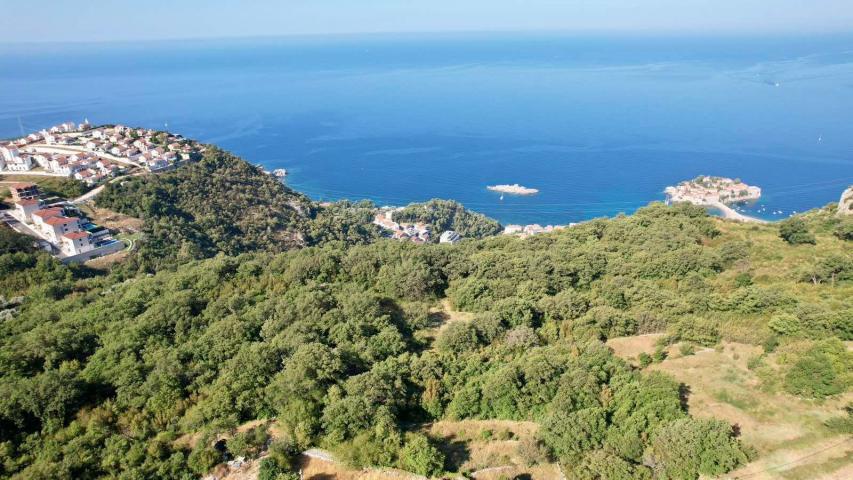 Urbanizovan plac 1250m2 sa panoramskim pogledom na more – Blizikuće, Budva