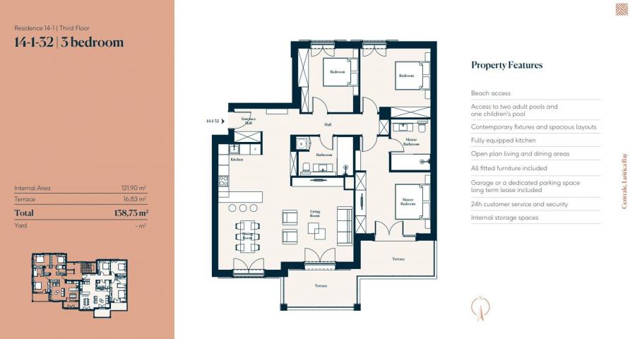 Ekskluzivan trosoban apartman 138.73 m² – Luštica Bay, Centrale (fleksibilni uslovi plaćanja)
