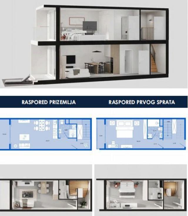 Dupleks apartman 79.72m2 u novom kompleksu sa panoramskim pogledom na more – Tivat