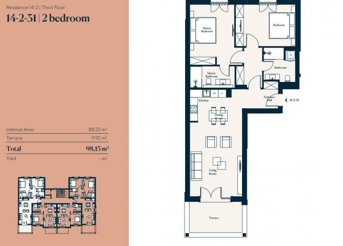 Ekskluzivan dvosoban apartman 98.15m² – Luštica Bay, Centrale (fleksibilni uslovi plaćanja)