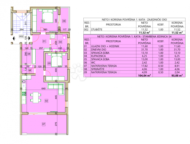 Wohnung Tribunj, 98,95m2