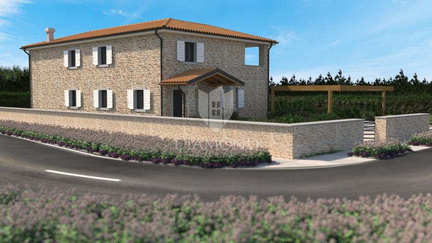 Poreč-Gebiet, Grundstück mit Projekt, Baugenehmigung und Meerblick!