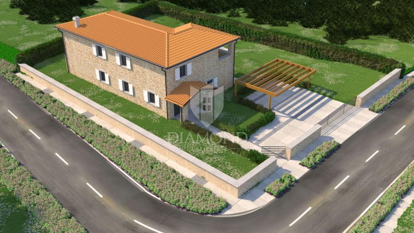 Poreč-Gebiet, Grundstück mit Projekt, Baugenehmigung und Meerblick!