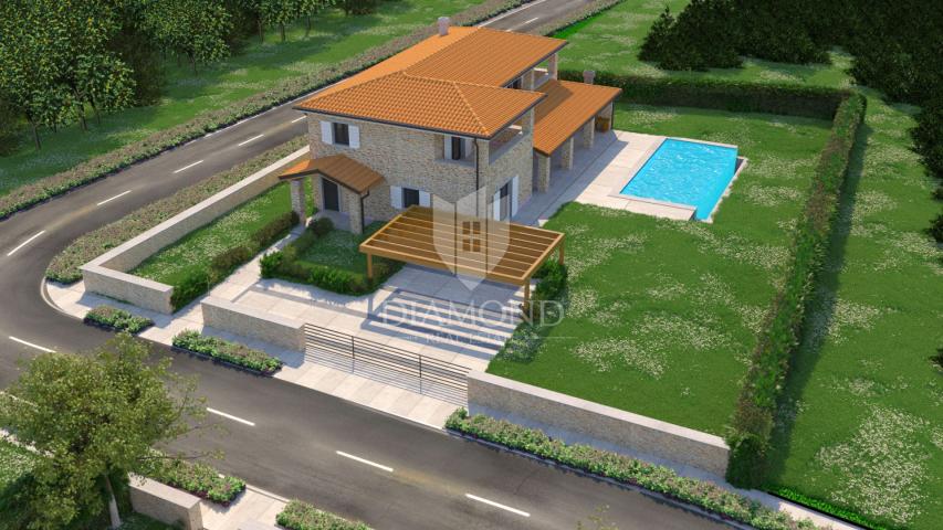 Poreč-Gebiet, Grundstück mit Projekt, Baugenehmigung und Meerblick!