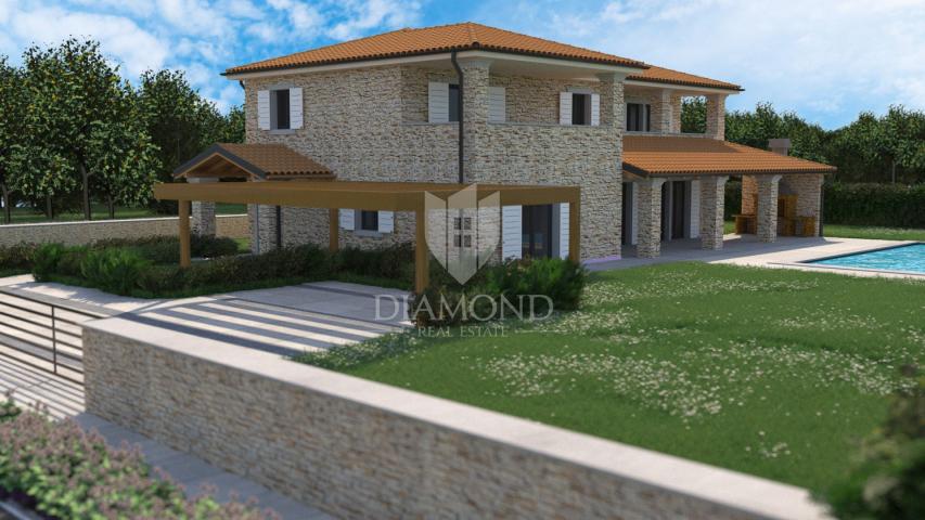 Poreč-Gebiet, Grundstück mit Projekt, Baugenehmigung und Meerblick!