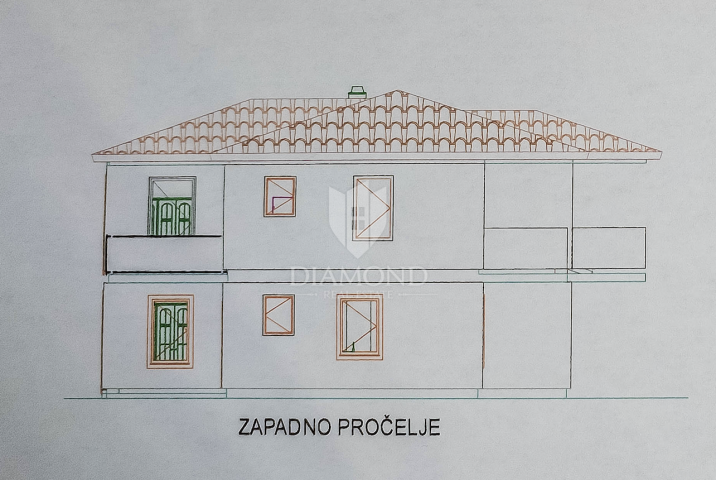Krnica, kuća 4 spavaće sobe, veliki vrt i pogled na more