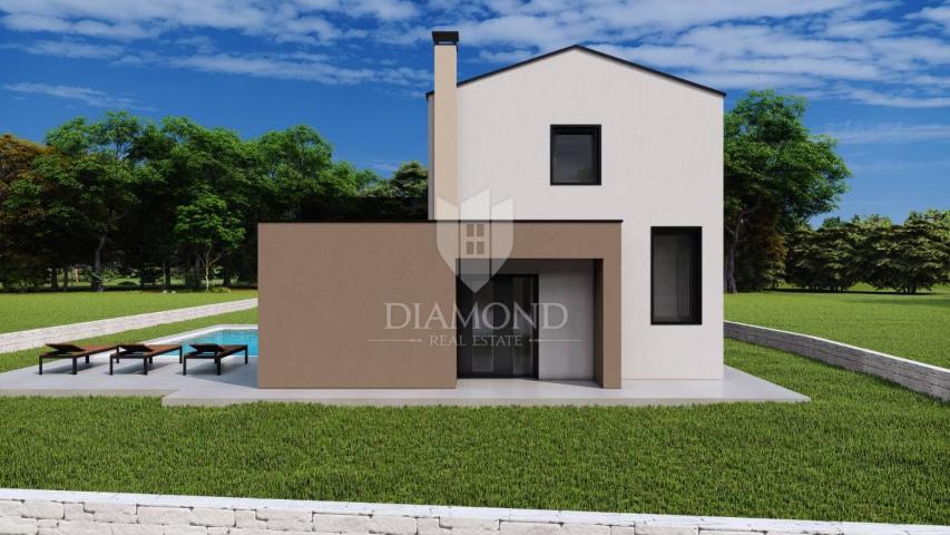 Poreč, surroundings, modern villa with swimming pool in nature